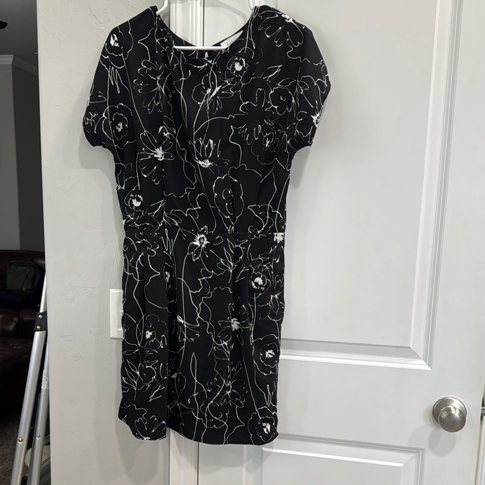 Bohme Black and White Floral Midi Dress